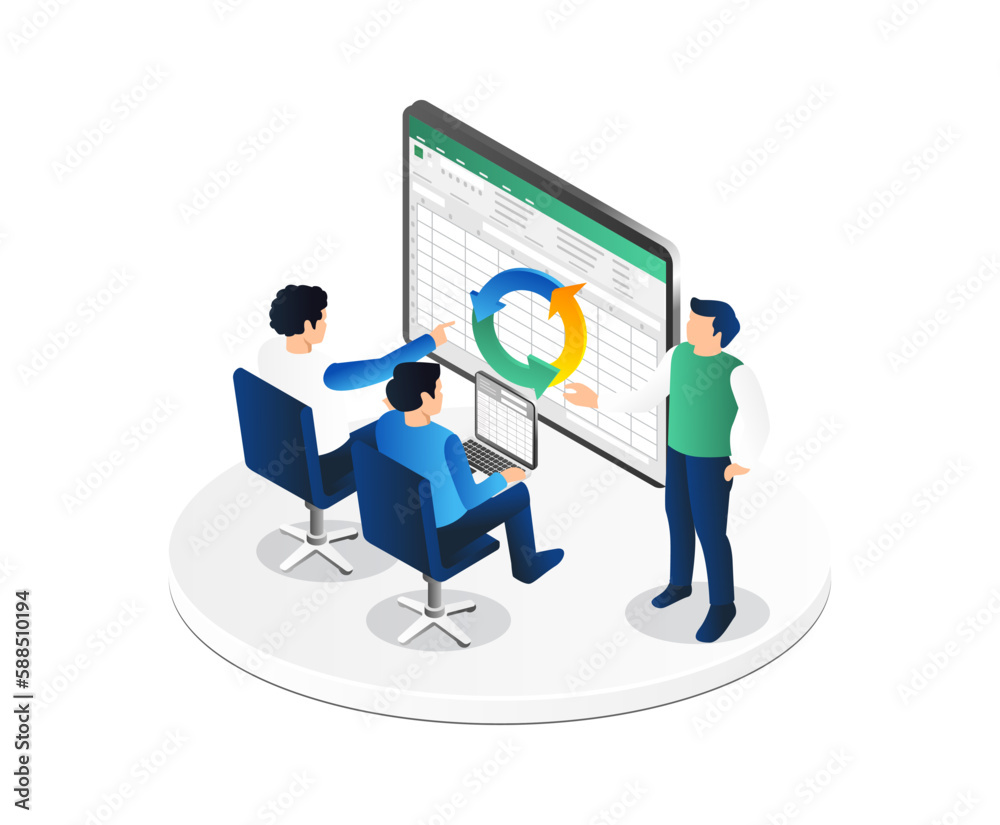 Isometric Teamwork. Business meeting concept. 3d vector illustration. Isometric Teamwork. Business meeting concept. 3d vector illustration.