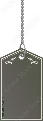Gray color price tag with design against white background