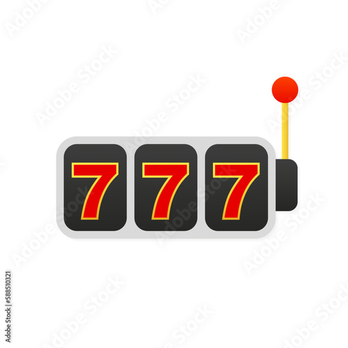 Slot machine with lucky sevens jackpot. Lucky seven 777 slot machine. Casino, slot machine png. Vector illustration