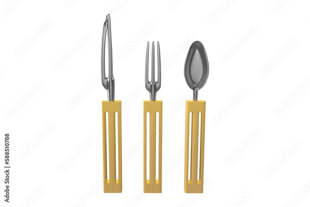 Plastic knife, fork and spoon