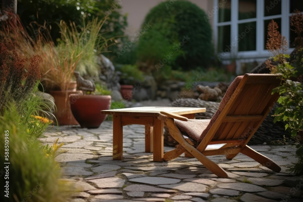 Lounger for rest and relaxation outdoors. AI generated, human enhanced Lounger for rest and relaxation outdoors. AI generated, human enhanced
