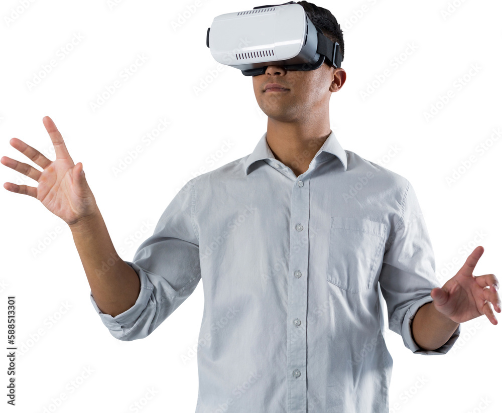 Man using virtual reality headset Man using virtual reality headset