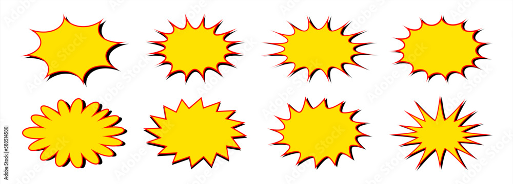 Starburst pop art. Vector illustration set.