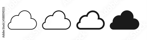 Cloud icons set - vector. cloud symbol in line and glyph style. Vector illustration 10 eps.