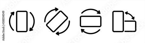 Rotate smartphone icon isolated. Mobile screen rotation. Horisontal or vertical rotation icons. Vector icons.