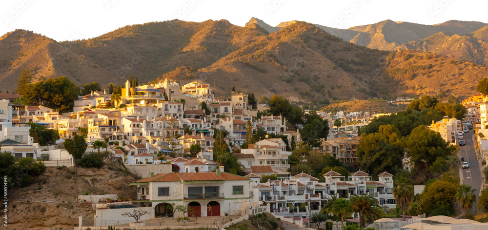 city view, mountains, nerja spain, transparent background. PNG