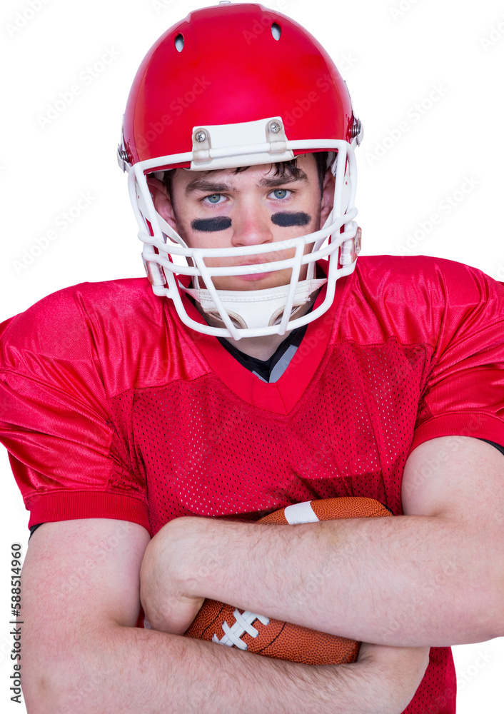American football player with arms crossed American football player with arms crossed