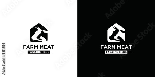 cow pig chicken farm logo vector icon template. classic design style