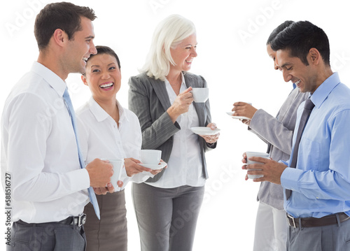 Business people chatting and drinking coffee
