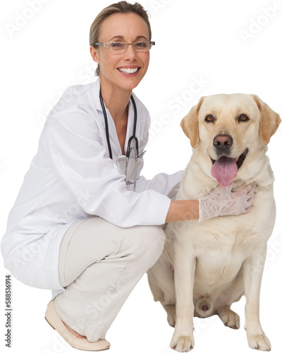 Happy vet with dog