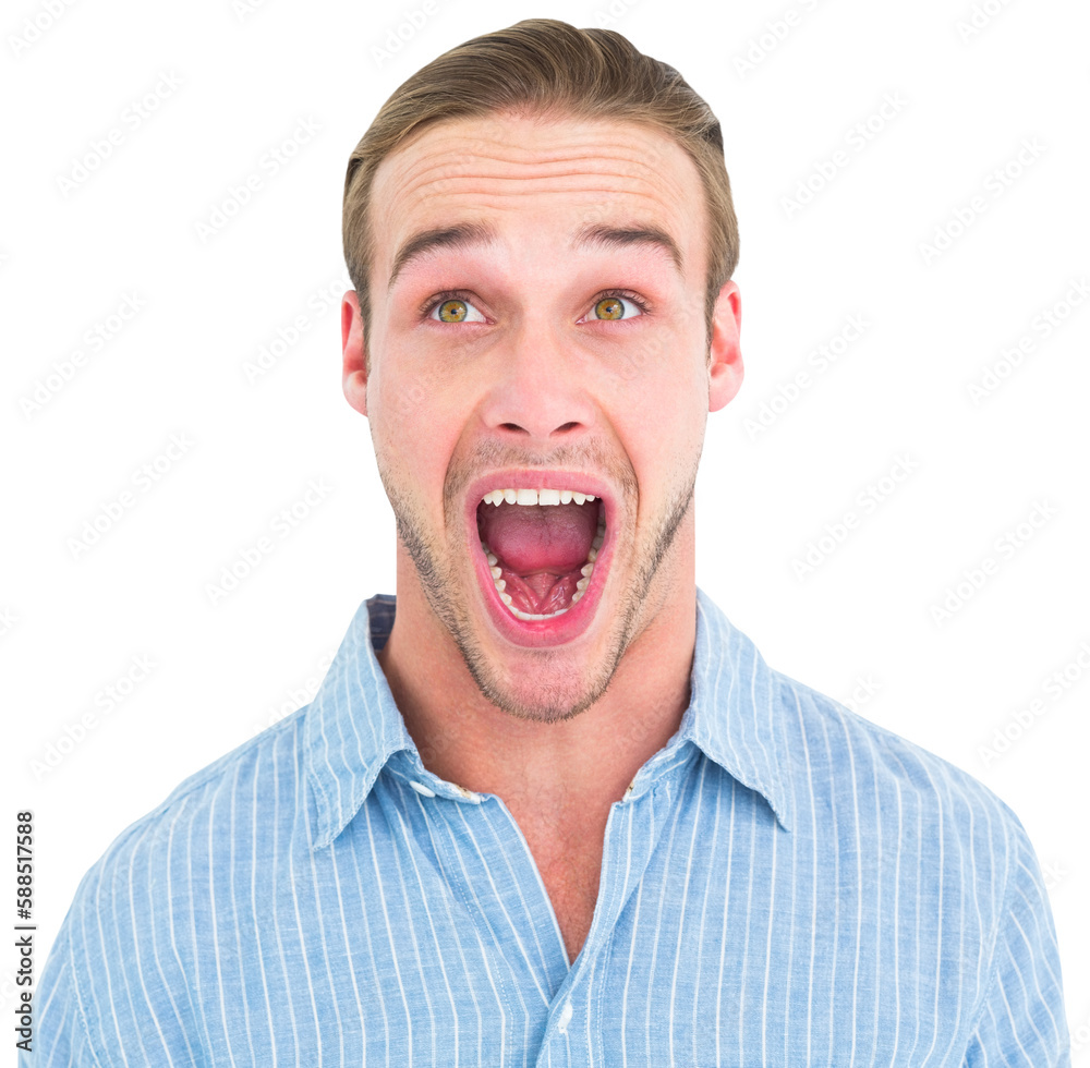 Handsome man screaming out loud Handsome man screaming out loud