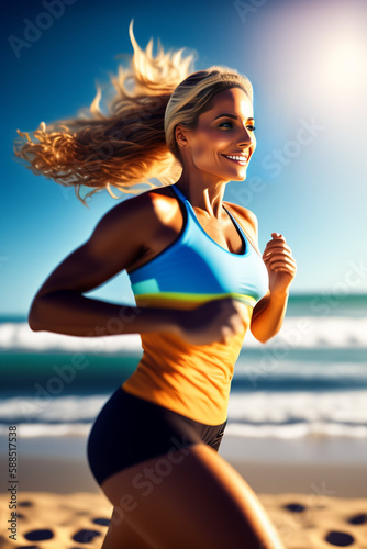 woman running on the beach