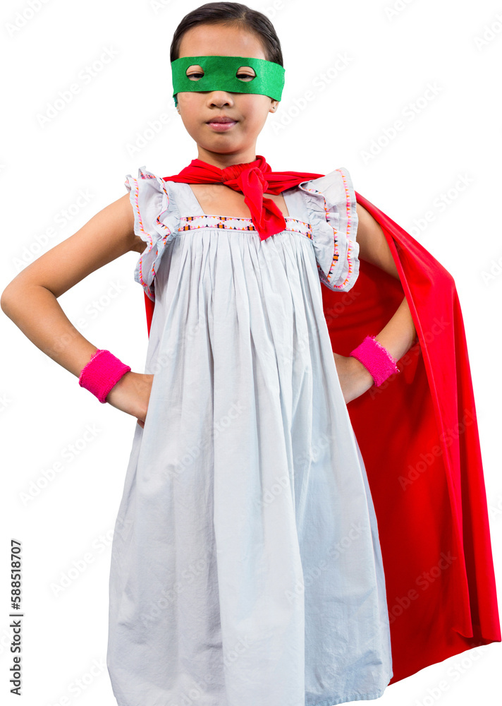 Girl in cape and eye mask