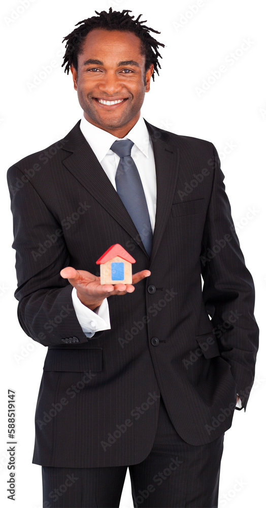 Businessman with house for real estate concept Businessman with house for real estate concept