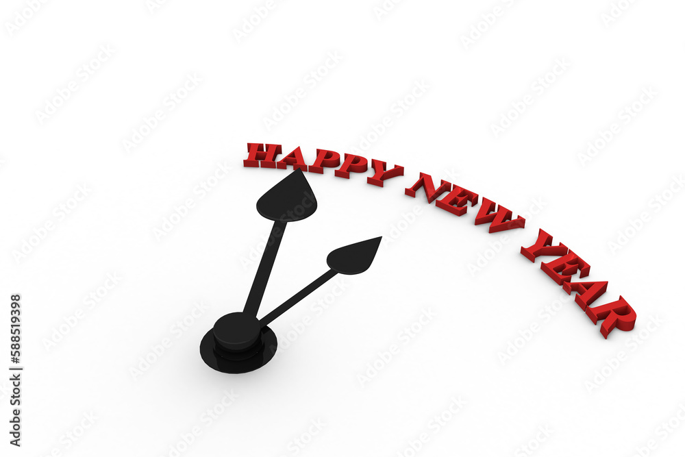 Digitally generated image of happy new year on clock Digitally generated image of happy new year on clock