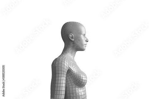 Profile view of digital gray 3D woman
