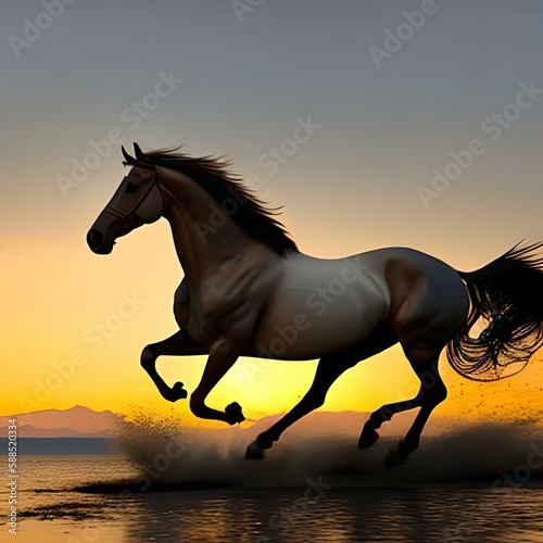 horse on sunset