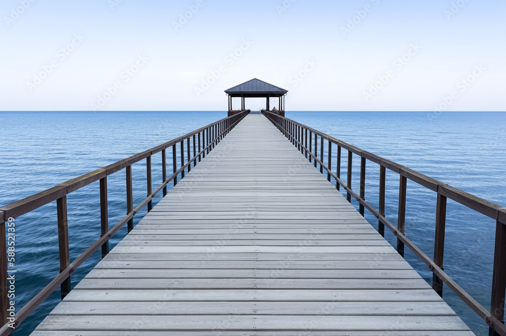 Serene ocean pier scene 