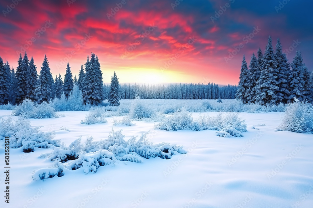 Winter wonderland snowy landscape