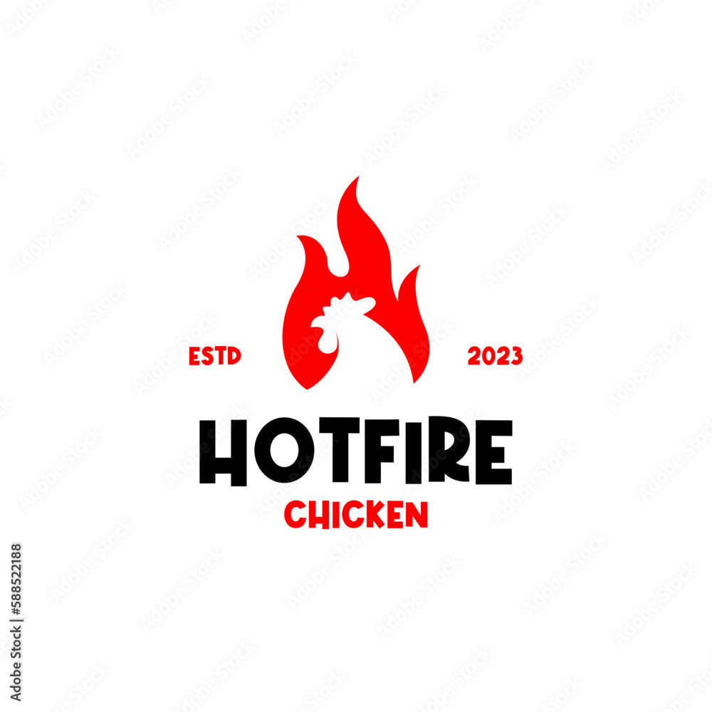 Vector fire chicken logo design concept illustration idea Vector fire chicken logo design concept illustration idea