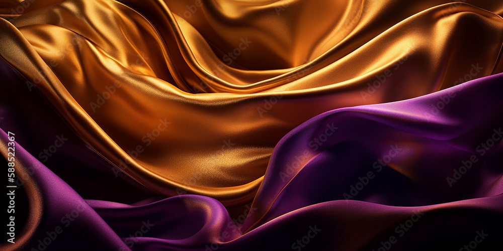 Fototapeta premium Background astratto. Seta Viola e oro. Ai generated.