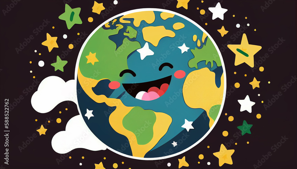 Naklejka premium happy earth, earth celebration card