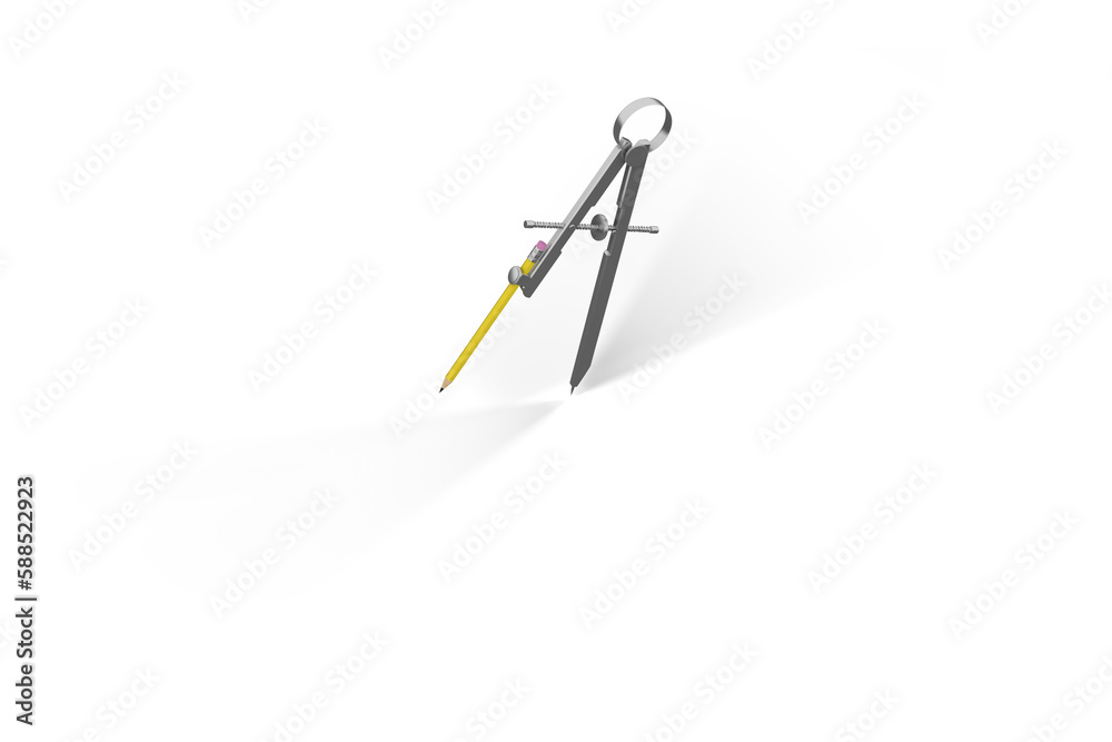Digital composite image of drawing compass with pencil Digital composite image of drawing compass with pencil