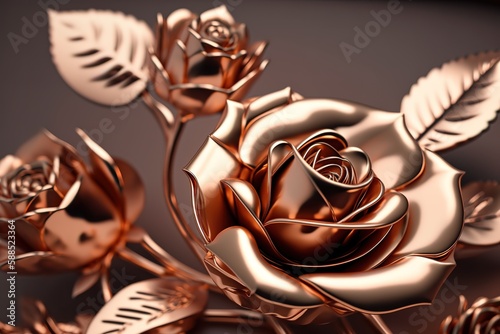 Abstract gold rose, Generative AI