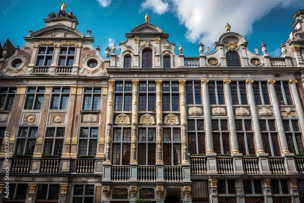 Grand place with many windows Generative AI