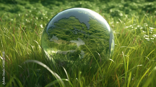 Discovering the Beauty of Earth's Natural Ecology Systems: A Journey into the Green Round Concept and Ecological Sustainabiliti in Marketing Climat Change and Economy Generative AI World Concept