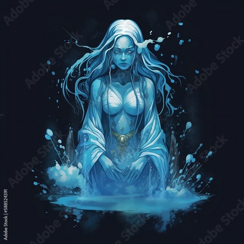 Water spirit. Woman. Created with Generative AI Technology.