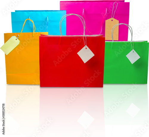 Multi color shopping bags with price tags