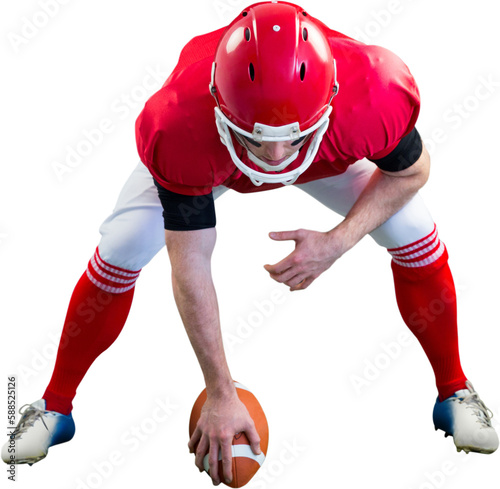 American football player starting football game