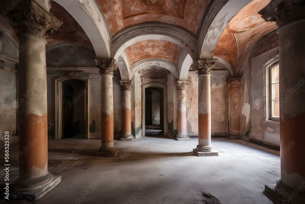 Fototapeta premium A room with many doors and windows Generative AI