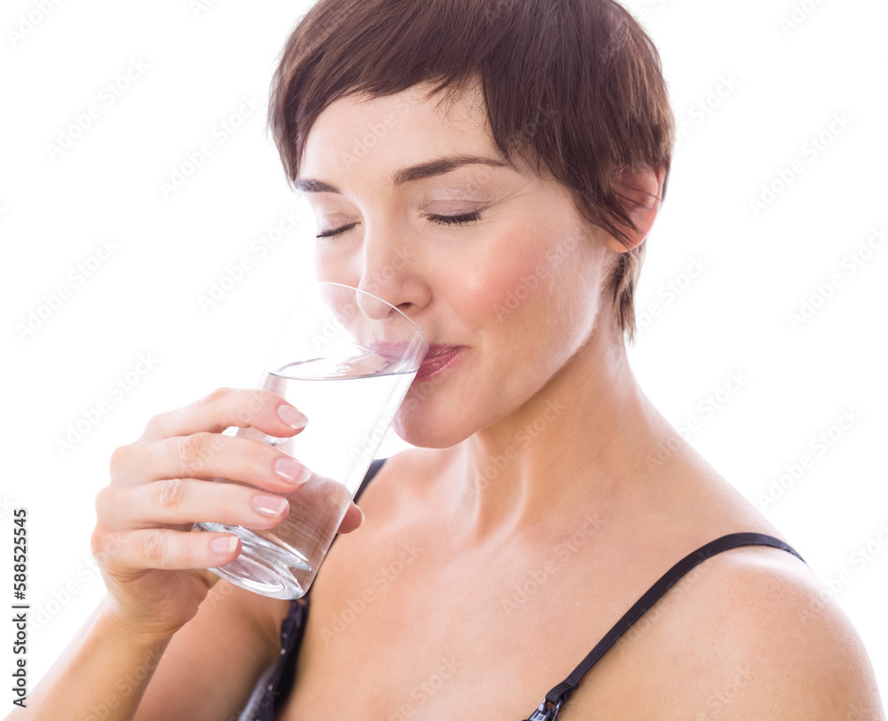 Pregnant woman drinking glass of water Pregnant woman drinking glass of water