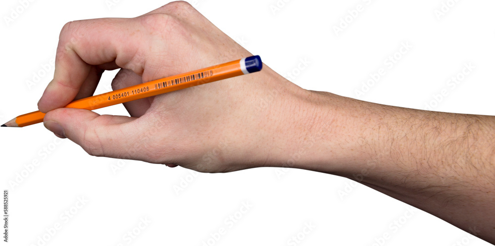 Hand holding yellow pencil Hand holding yellow pencil