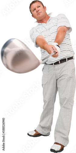 Golfer with his club