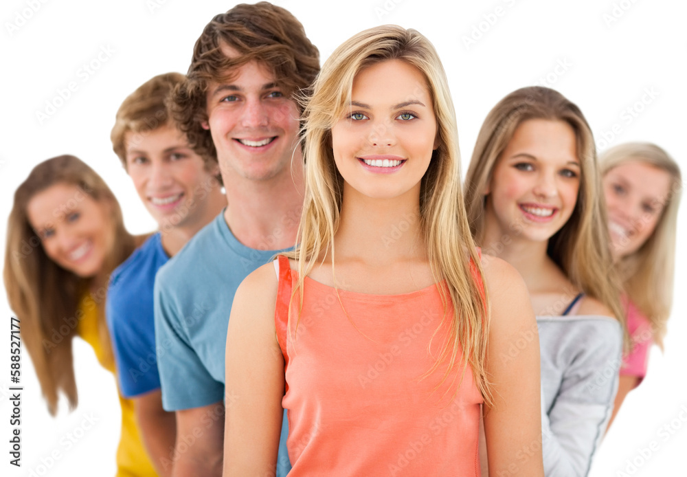 Group standing behind one another at varied angles Group standing behind one another at varied angles