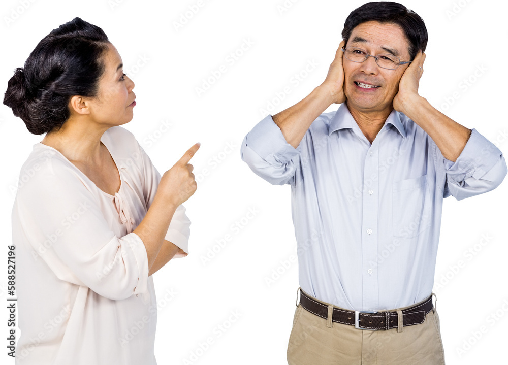 Older asian couple having an argument Older asian couple having an argument