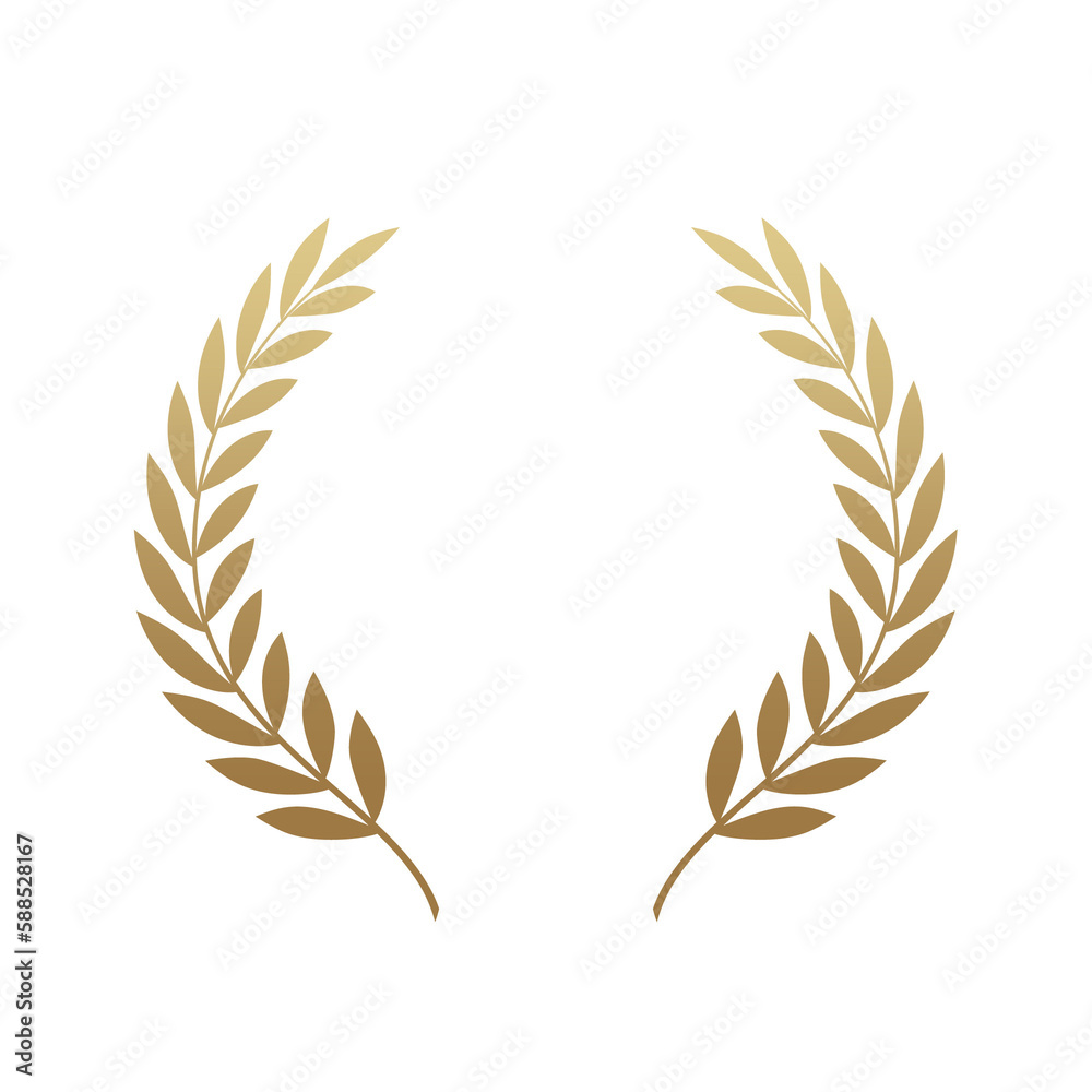 golden laurel wreath transparent background for element award design