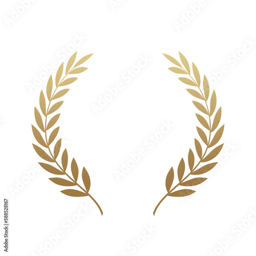 golden laurel wreath transparent background for element award design
