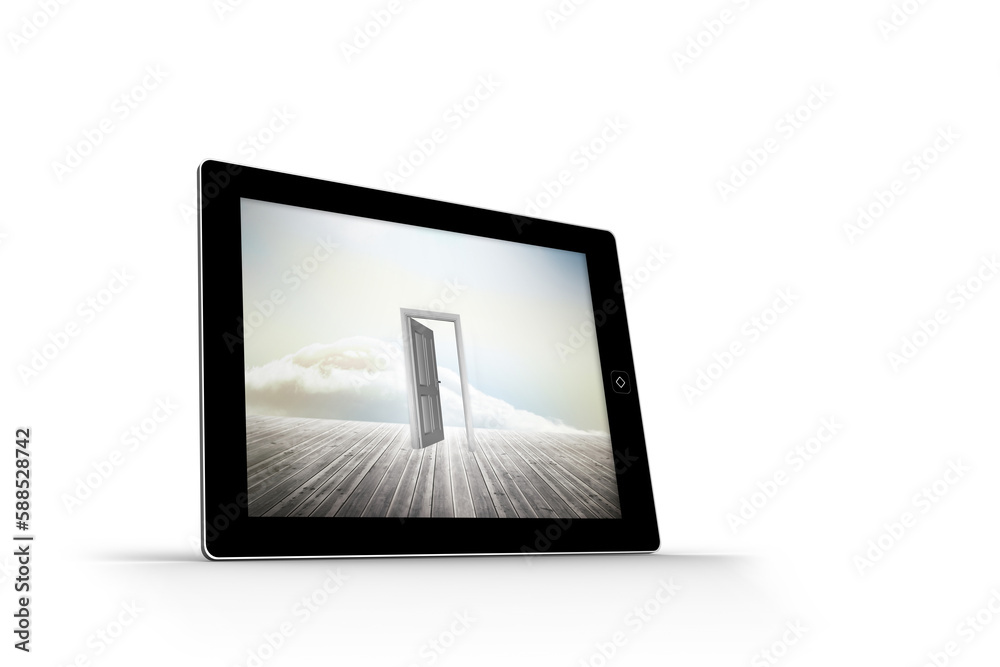 Fototapeta premium Open door on tablet screen