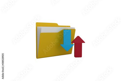 Illustration of folder with blue and red arrow sign