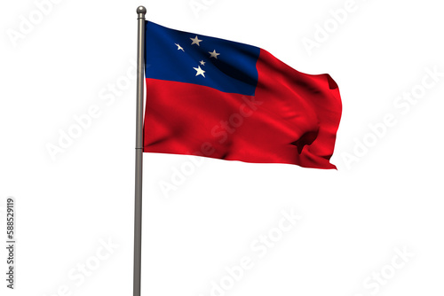 Free Download Pole with waving flag of Samoa - GFXLoad