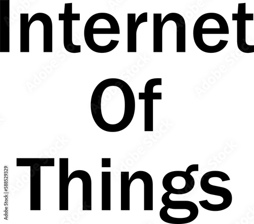 Internet of things text in black color over white background
