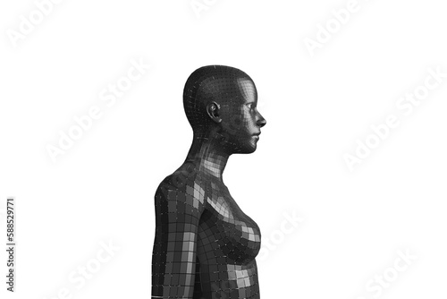 Profile view of black 3D woman