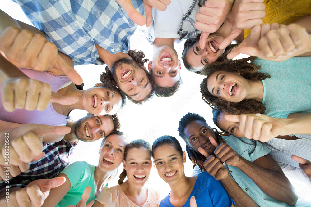 Obraz premium Low angle view of friends together