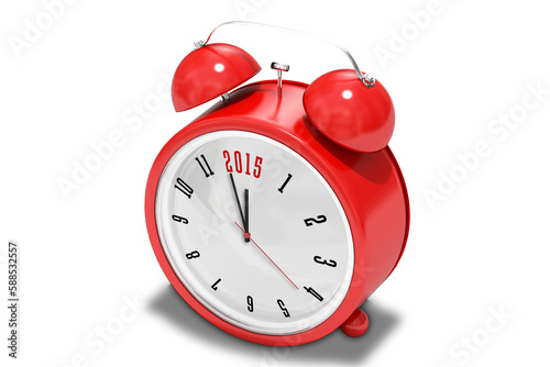 2015 in red alarm clock