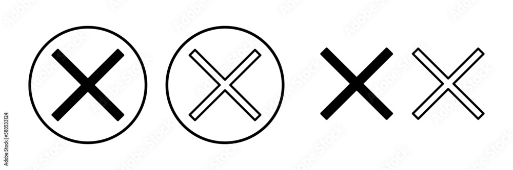 Close vector icon. Delete icon. remove, cancel, exit symbol. Close vector icon. Delete icon. remove, cancel, exit symbol.
