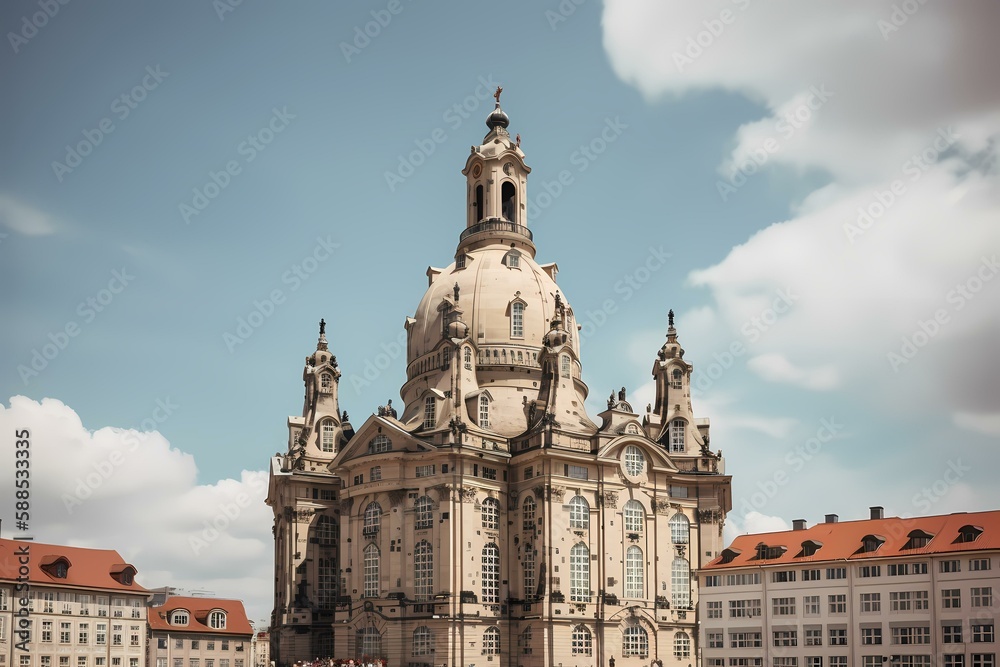 A large building with dresden frauenkirche Generative AI